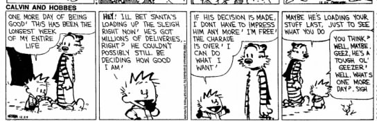Christmas comics: Calvin and Hobbes, 1992