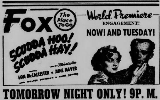 Fox Theater World Premiere Engagement 1948