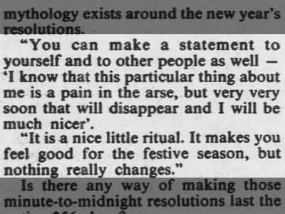 Resolutions do nothing more than make you feel a little better, says Jim Jupp. 1987