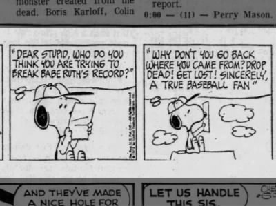 Peanuts Comic Mirrors Aaron's Hate Mail Experience