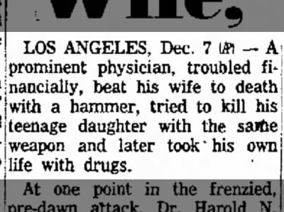 Dr. Harold Perelson murders wife, beats daughter