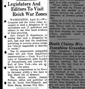 Legislators And Editors To Visit Reich War Zones