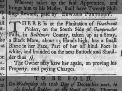 6 Nov 1755 The Maryland Gazette Heathcoat Pickett