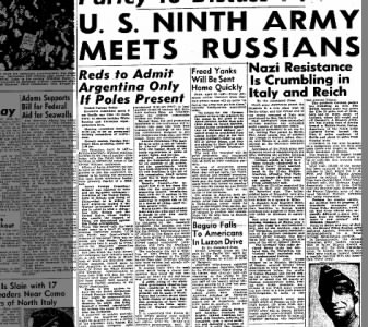 U. S. NINTH ARMY MEETS RUSSIANS